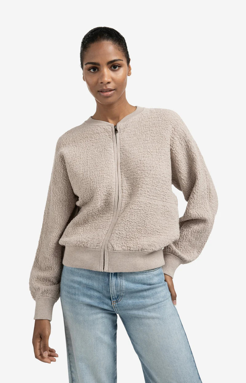 TEXTURED KNITTED BOMBER LS