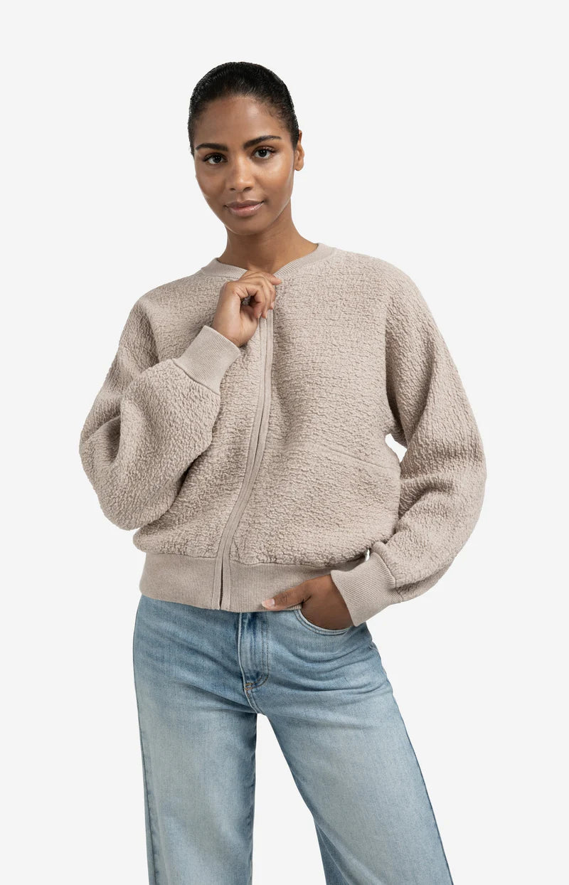 TEXTURED KNITTED BOMBER LS