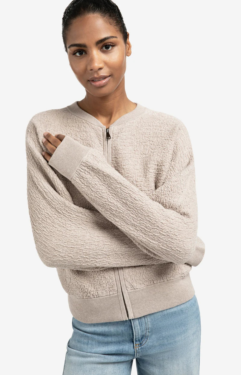 TEXTURED KNITTED BOMBER LS