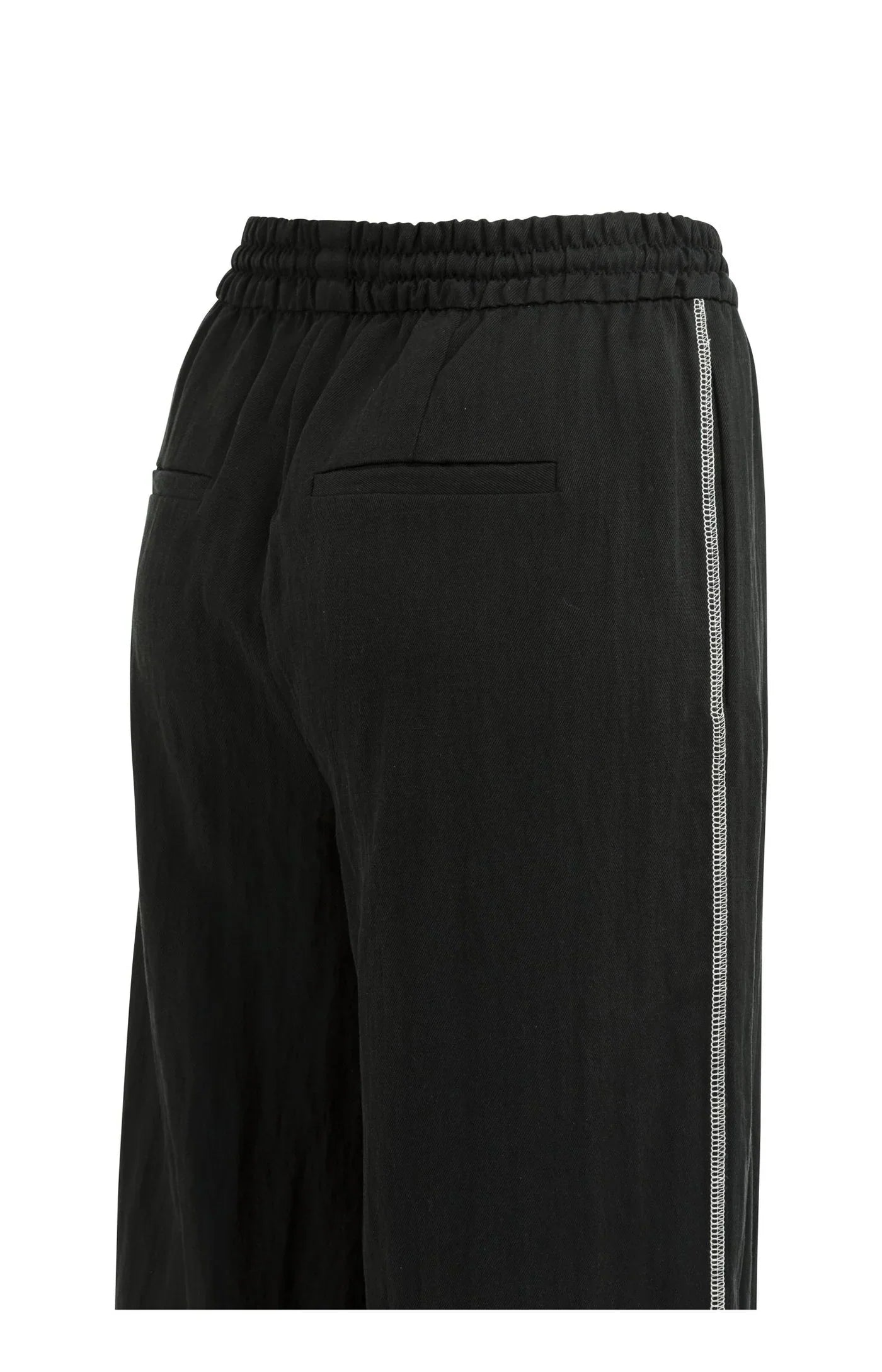 WOVEN WIDE LEG TROUSERS W FLATLOCK DETAIL