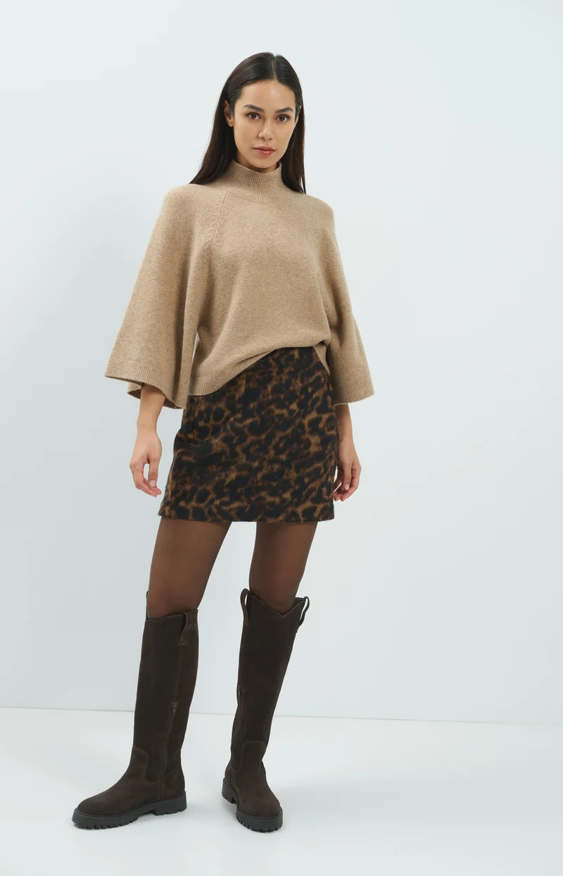 HIGH NECKLINE WIDE SLEEVE SWEATER