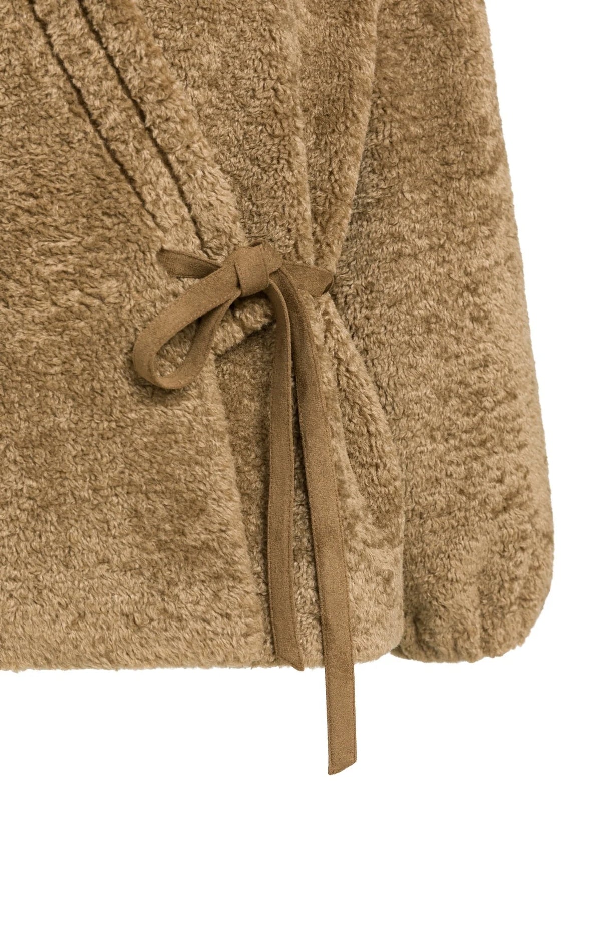 FAUX FUR KIMONO WRAP JACKET