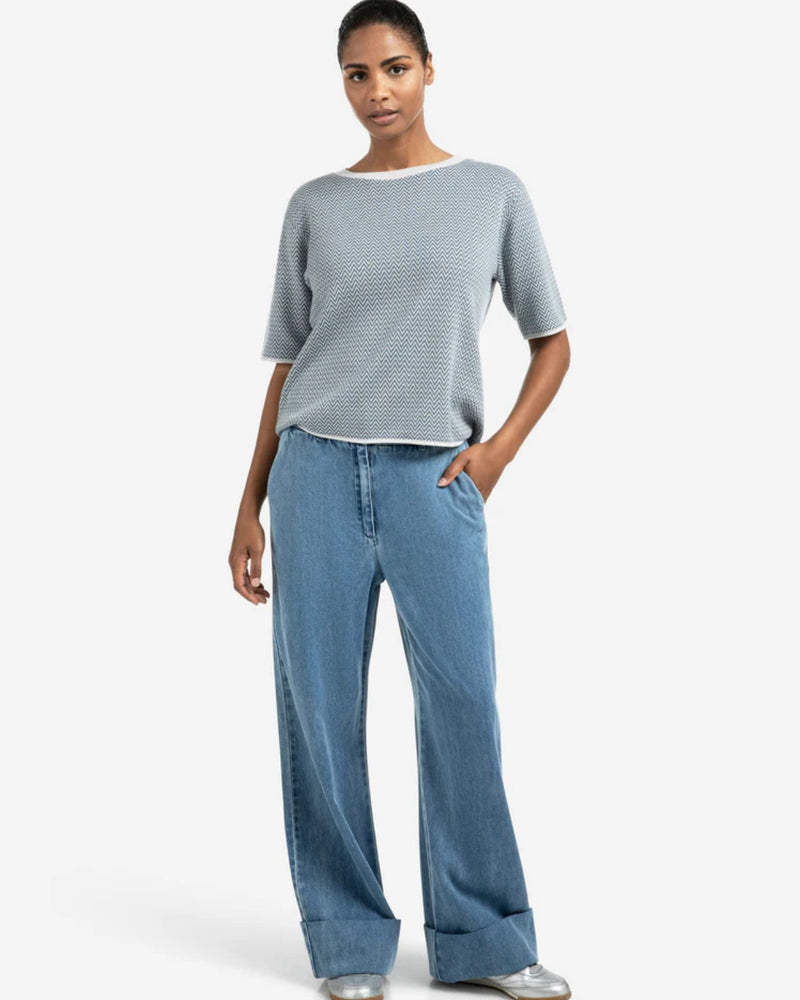 JACQUARD KNITTED T SHIRT