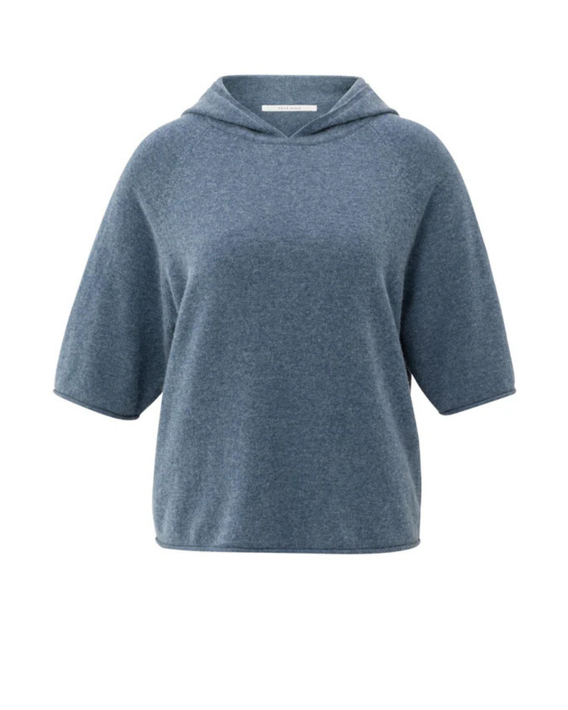 SHORT SLEEVE KNITTED HOODY