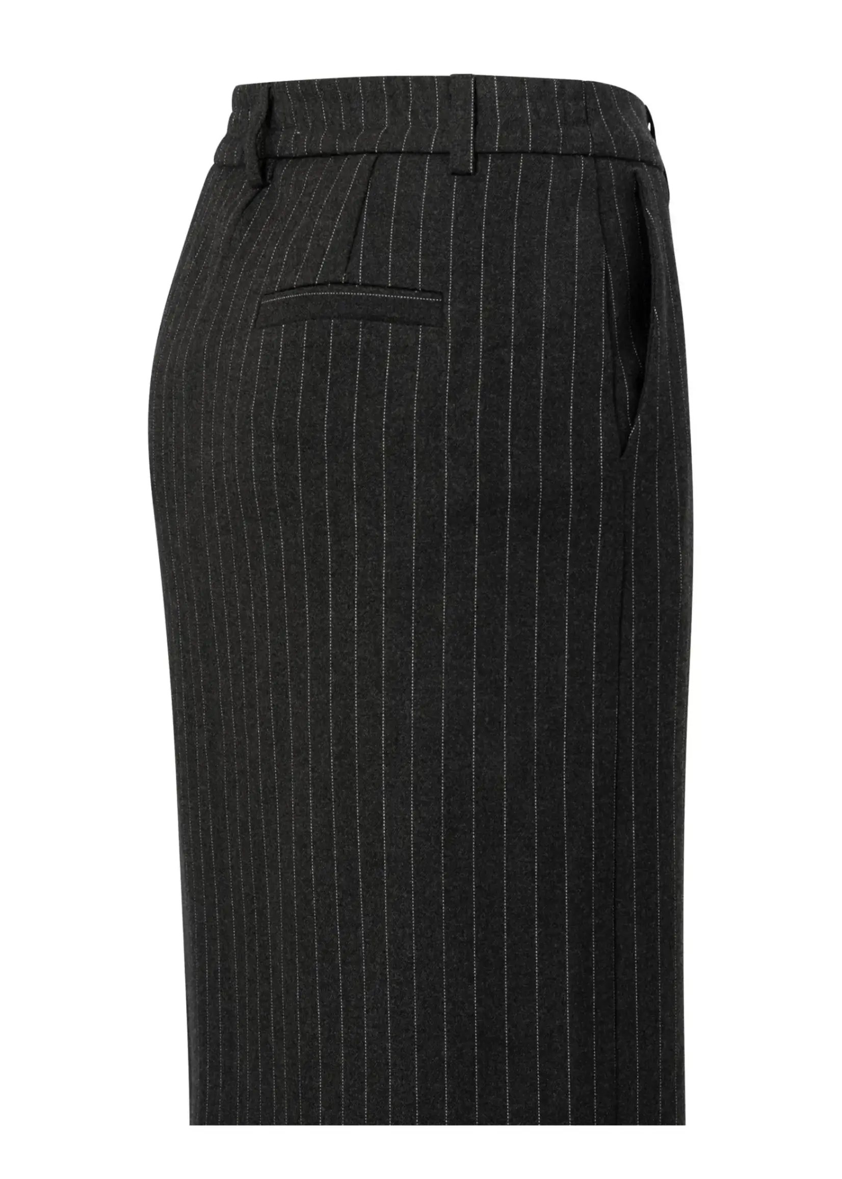 SOFT WOVEN PINSTRIPE MID SKIRT